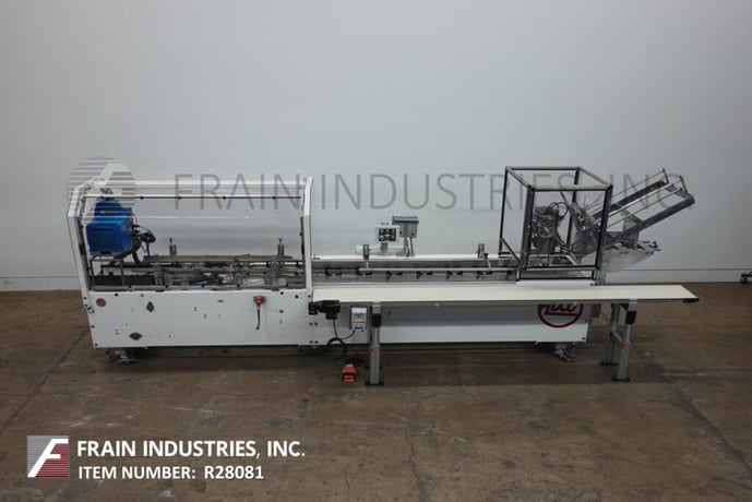 Adco #15D105EC, semi-automatic, horizontal, hot melt glue cartoner, 25-100 cartons per minute, Nordson hot - Image 1