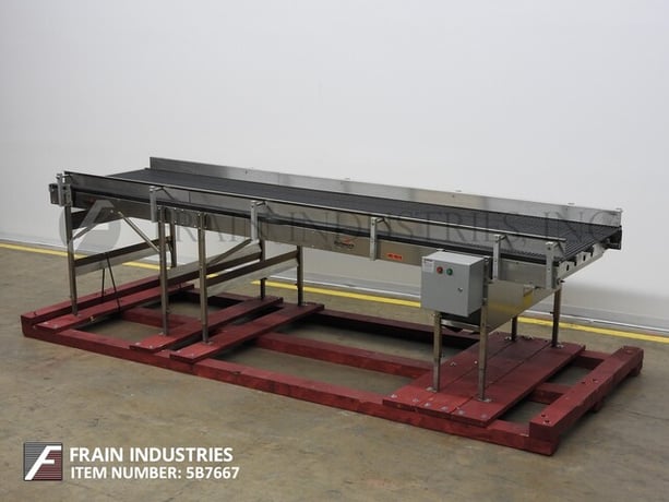 40" W x 177-1/2" L Shuttleworth, Stainless Steel accumulation table has 21mm standard pitch rollers - Image 1