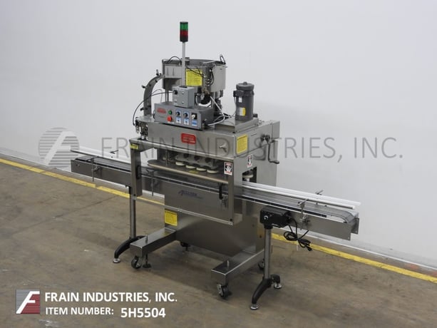 Kaps-All #FC8, Stainless Steel, 8 spindle capper, with 6" W x 120" L Delran conveyor, motorized capper head - Image 1