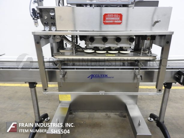 Kaps-All #FC8, Stainless Steel, 8 spindle capper, with 6" W x 120" L Delran conveyor, motorized capper head - Image 2