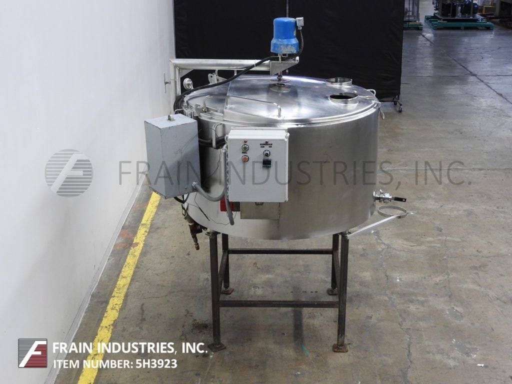 300 gallon Low pressure jacketed mix tank, 15 psi, 55" diameter x 30" straight wall, flip top cover, center - Image 3