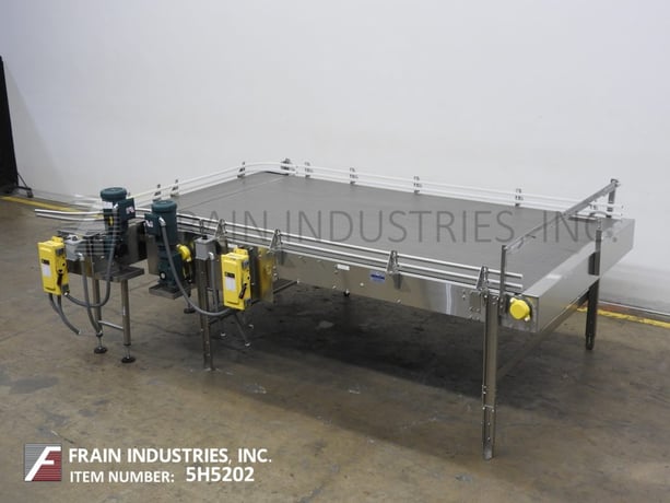 72" W x 120" L Nercon, Stainless Steel, belt accumulation table, adjustable guide rails - Image 1