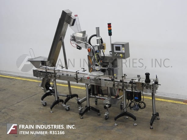 Omega Design #CDFR-1D1, inline canister style desiccant dispenser w/inclined cleated belt feeder & container - Image 1