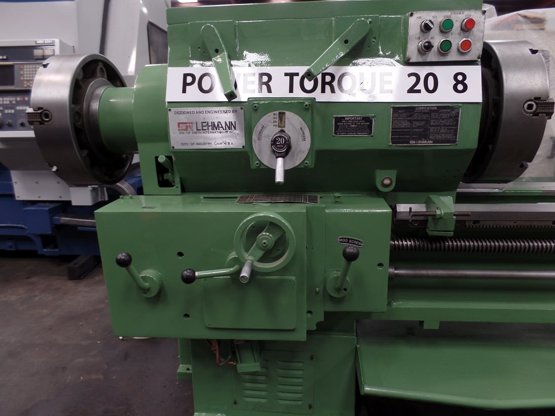20" x 120" Lehmann #20-8, 7" spdl bore, taper, air kick outs, 555 RPM, front & rear chucks, 25 HP, steady - Image 2