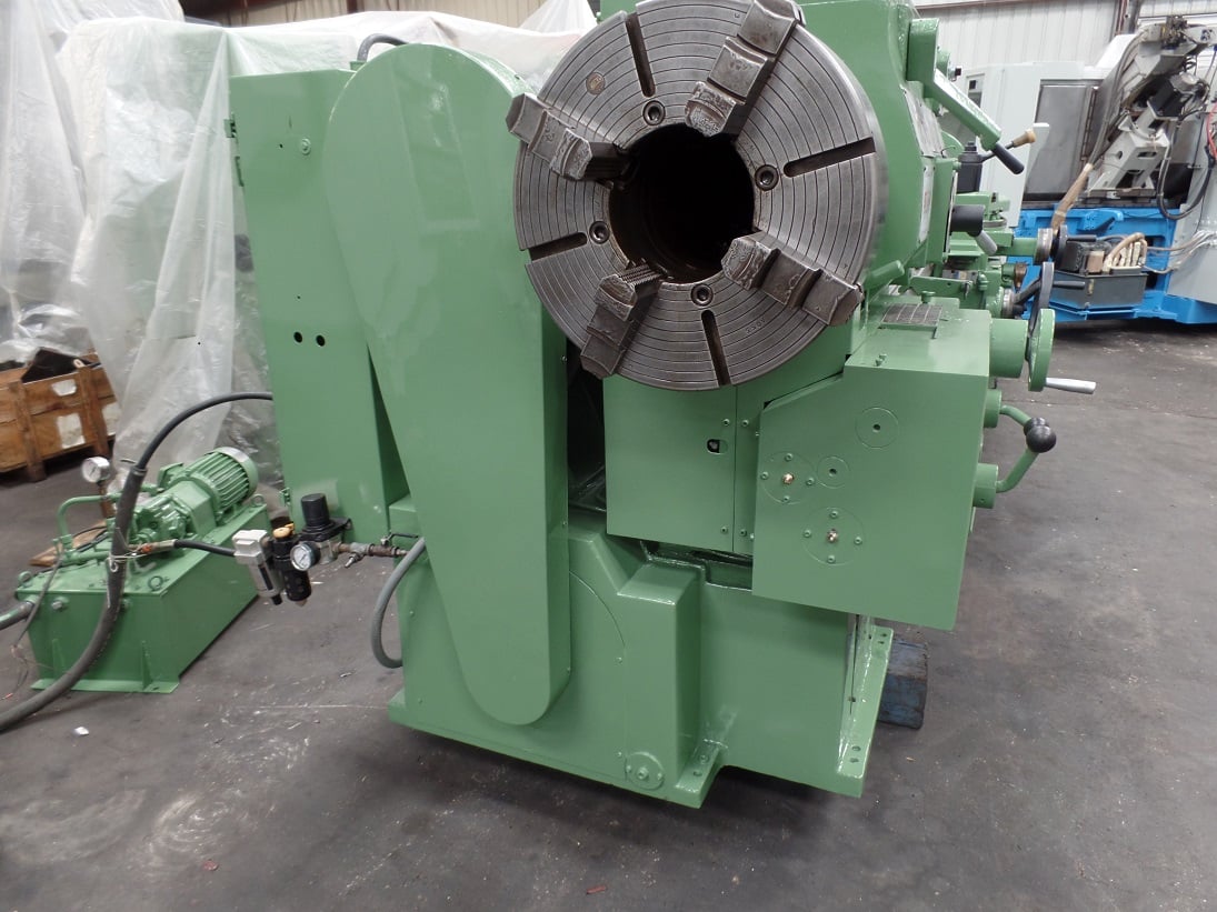20" x 120" Lehmann #20-8, 7" spdl bore, taper, air kick outs, 555 RPM, front & rear chucks, 25 HP, steady - Image 6