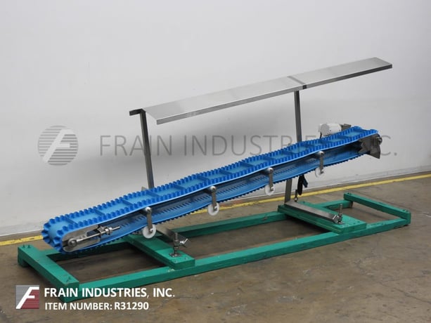 HiMEC #HSTF16FMB3, Himec Steel, inclined cleated conveyor, food grade conveyor belt, 176" L incline, 43"-55" - Image 1