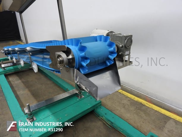 HiMEC #HSTF16FMB3, Himec Steel, inclined cleated conveyor, food grade conveyor belt, 176" L incline, 43"-55" - Image 2