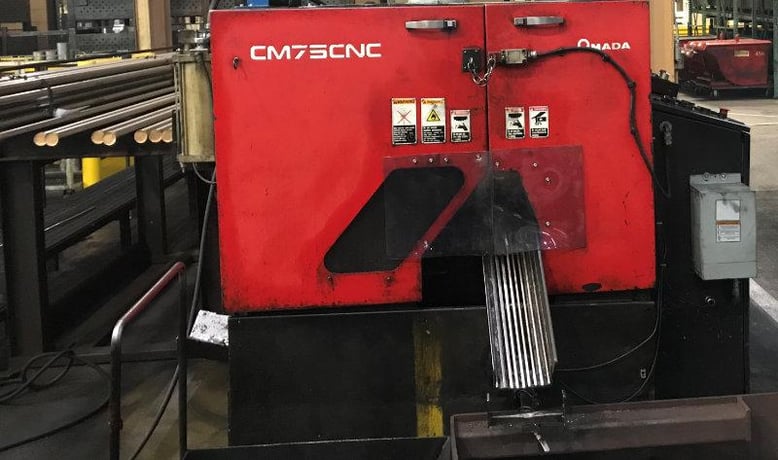 2.95" Amada #CM75, fully automatic carbide circular saw, 0.4"-2.95"cut capacity,PLC, 56-255 RPM - Image 1
