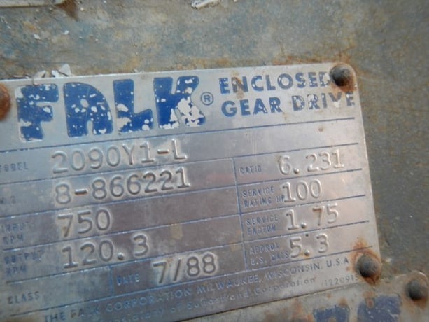 100 HP @ 750 RPM, Falk #2090Y1-L, type PS, 120 RPM out, 6.23:1 ratio, 1.75 service factor - Image 3