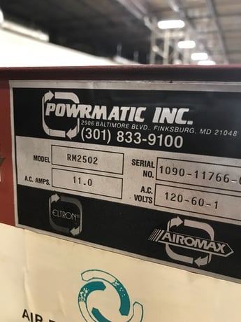 Airomax #RM2502 fume collector, free standing, dry type w/duct, s/n 1090-11766-01 - Image 2