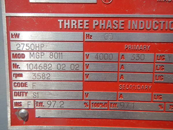 2750 HP 3600 RPM Weg, Frame 8011, WPIISB, 4000 Volts - Image 6