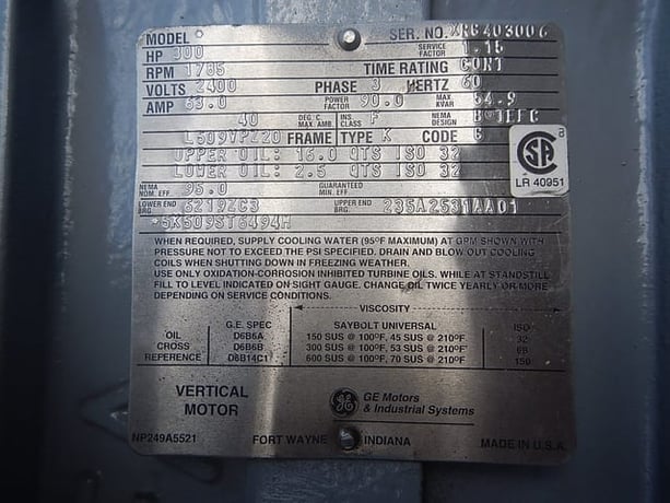 300 HP 1800 RPM General Electric, Frame L509VPZ20, TEFC BB, 2400 Volts - Image 3