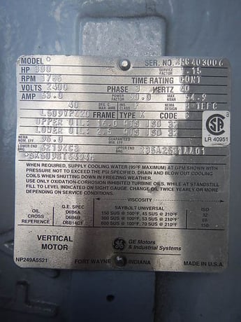 300 HP 1800 RPM General Electric, Frame L509VPZ20, TEFC BB, 2400 Volts - Image 4