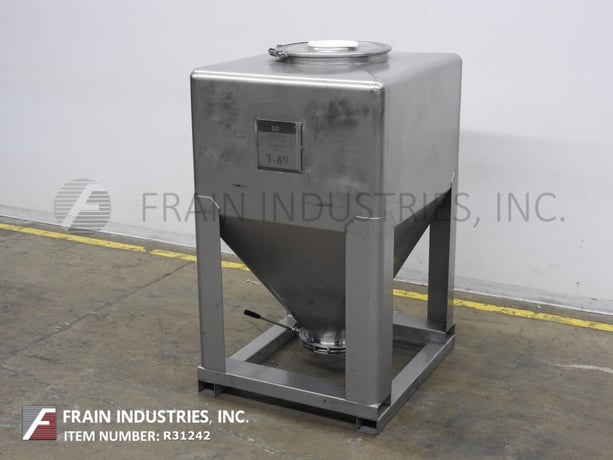 49.44 cu.ft., Tote Systems #1400L, 316 Stainless Steel, 1400 liter capacity, 48" W x 48" L x 60" D, 24" dia. - Image 1