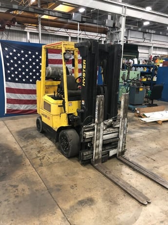 5500 lb. Hyster #S80XM-BCS, 48" forks, 176" lift, cascade sgl-dbl pallet handler, #10747 - Image 1