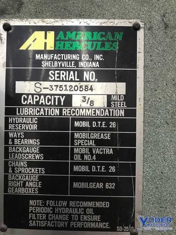 3/8" x 10' American Hercules #S-375-Alpha, hydraulic shear, 48" FOPBG, 84" sq.arm, 1984, #69838 - Image 4