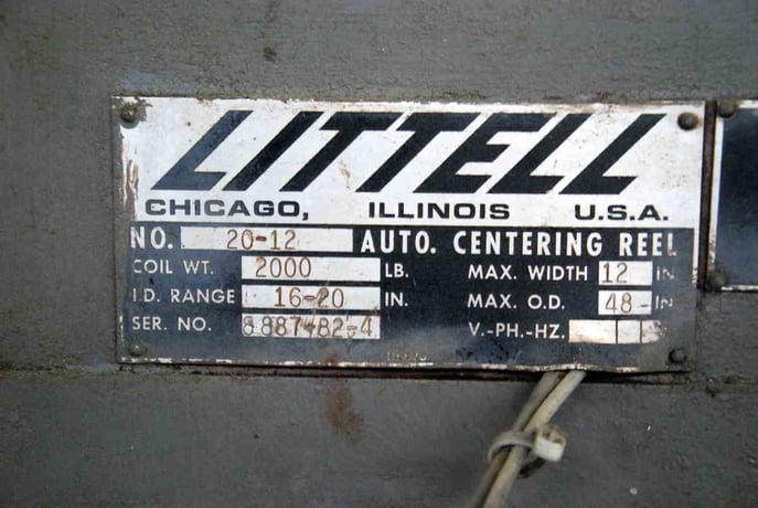 2000 lb. Littell single uncoilers, 12" width, parts only, #3700 - Image 2