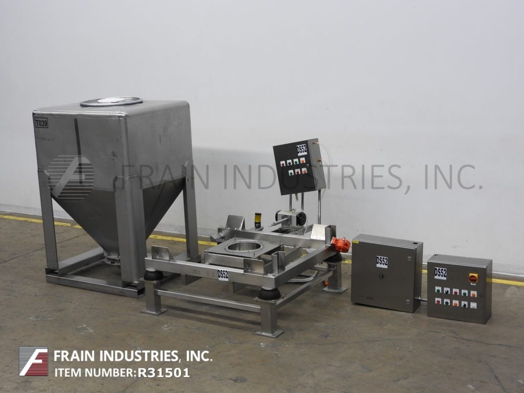 50 cu.ft., Tote Systems #13342-M01, Stainless Steel powder tote bin with u, 1400 liter capacity, clamp down - Image 1