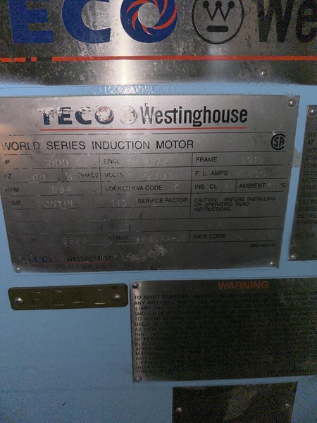 1000 HP 900 RPM Teco, Frame 5010, weather protected enclosure type 2, ball, 2300 Volts, new - Image 2