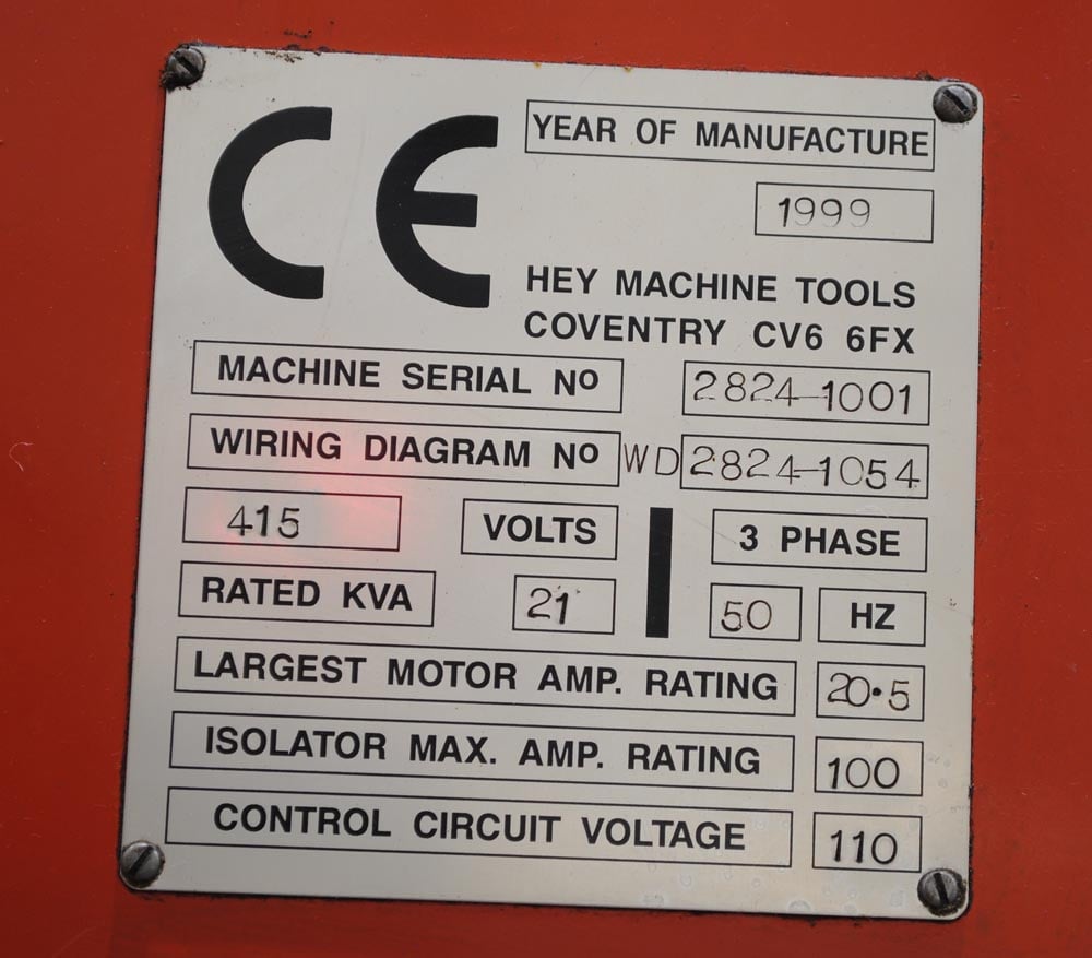 8" x 27" Hey #3, CNC facing & centering machine, 2-air vises, chip conveyor, AB Control, 1999 - Image 7