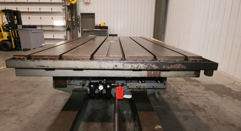 72" x 96" Giddings & Lewis air lift rotary table, 52" L/R movement, 6 T-slots, #12973 - Image 4