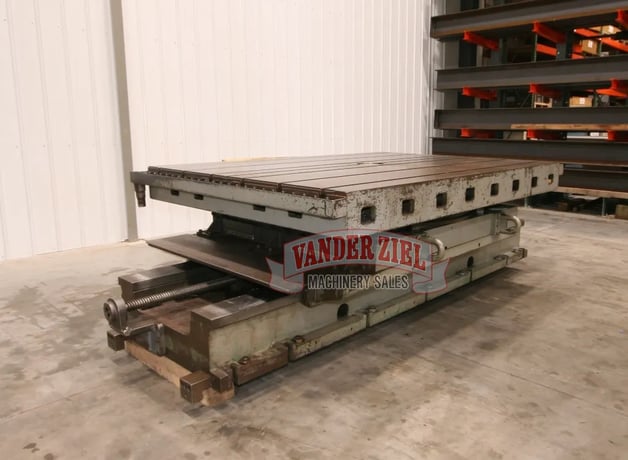 72" x 96" Giddings & Lewis air lift rotary table, 52" L/R movement, 6 T-slots, #12973 - Image 8