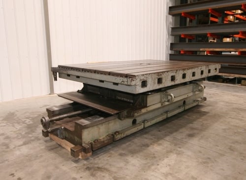 72" x 96" Giddings & Lewis air lift rotary table, 52" L/R movement, 6 T-slots, #12973 - Image 9