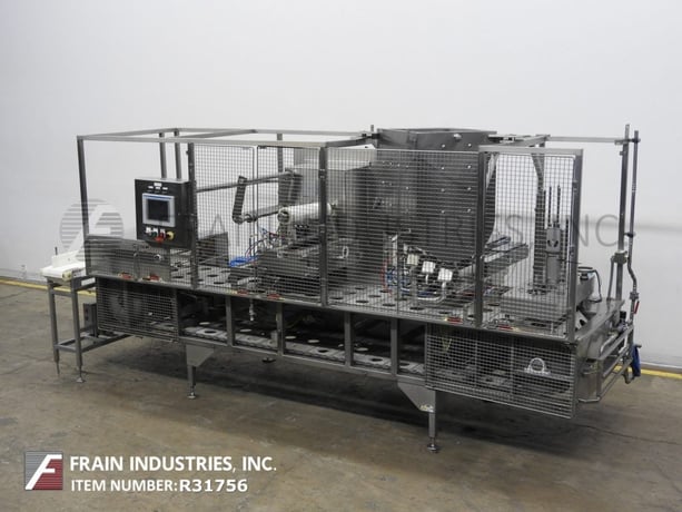 Holmatic #PR-3S, 3 lane, inline, Stainless Steel, cup filler, roll stock film sealer, 30-120 cups/minute - Image 1