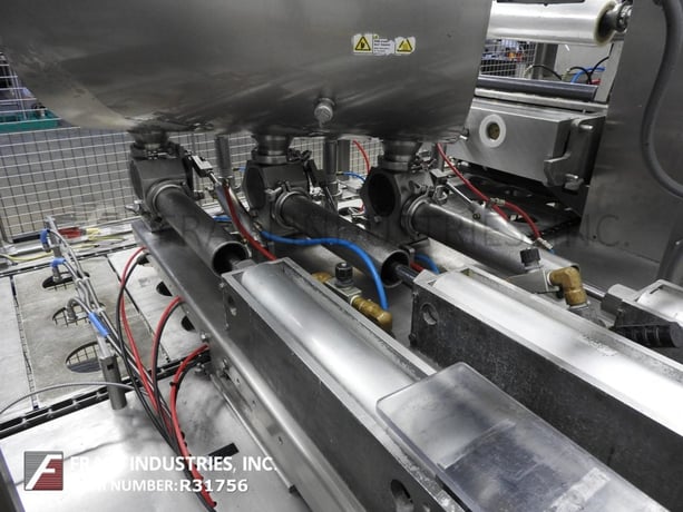 Holmatic #PR-3S, 3 lane, inline, Stainless Steel, cup filler, roll stock film sealer, 30-120 cups/minute - Image 2