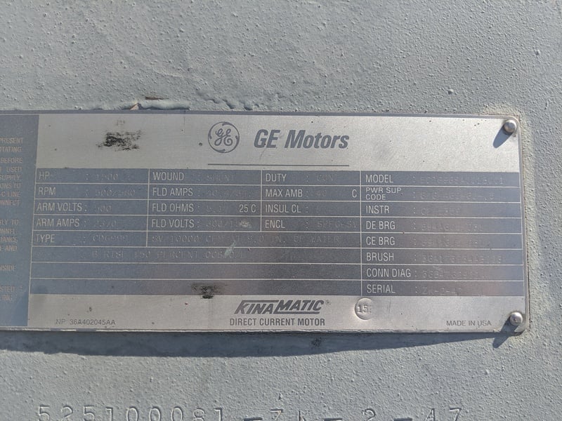 1500 HP 500/580 RPM General Electric, wound shunt, 2370 amps arm, 500VA, 150/300VF (2 available) - Image 7