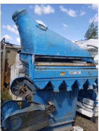Triple S Dynamics #CX250, air separating table, base/support structure, blower, discharge chutes, decks, used - Image 1