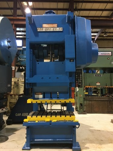 200 Ton, Niagara #SG2-200-60-30, 10" stroke, 24" Shut Height, 6" adj, 60" LR x 30" front back bed, air - Image 1