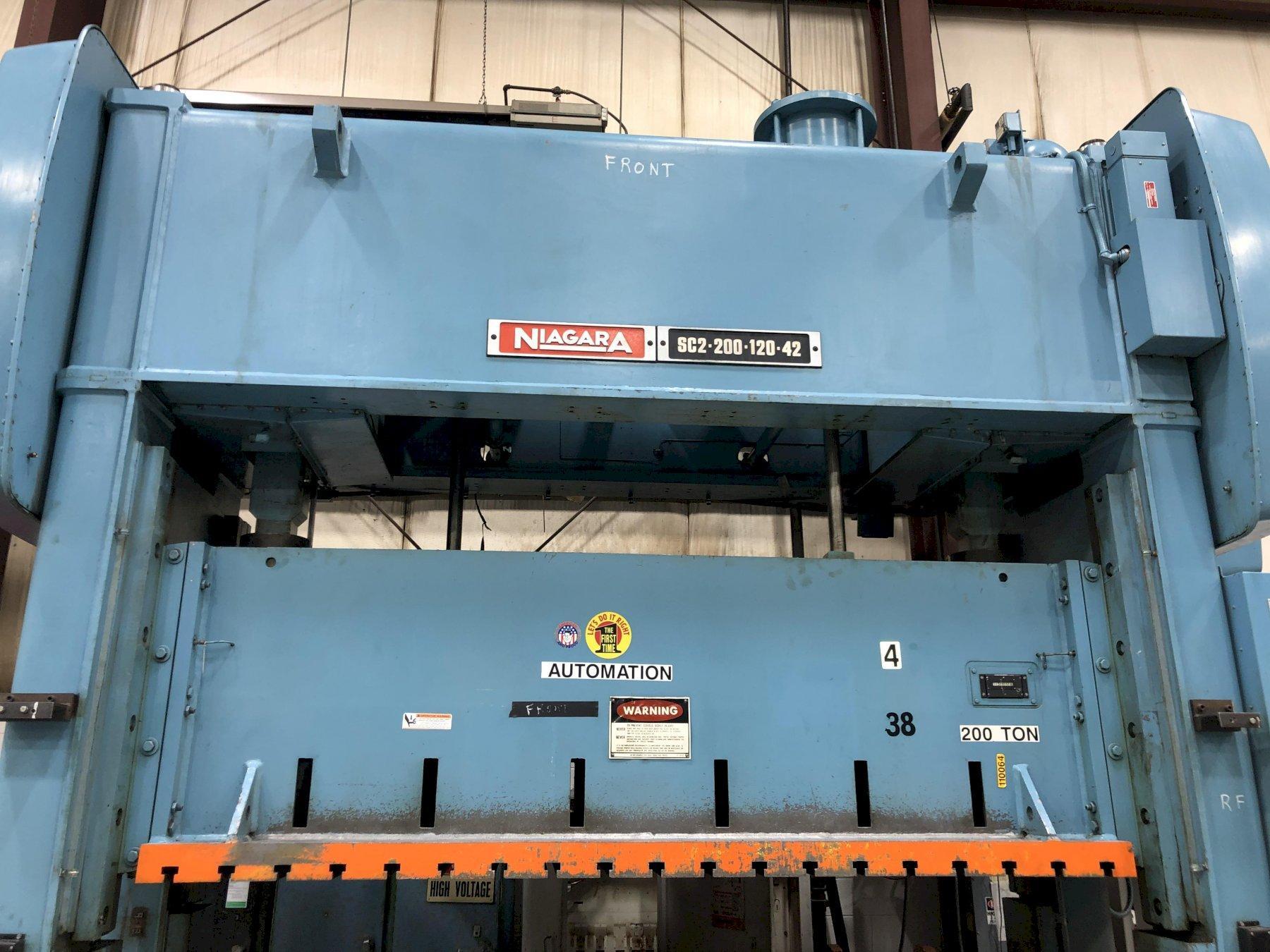 200 Ton, Niagara #SC2-200-120-42, 8" stroke, 26" Shut Height, 10" adj, 120" x42" bed, air clutch, 20-40 SPM - Image 1