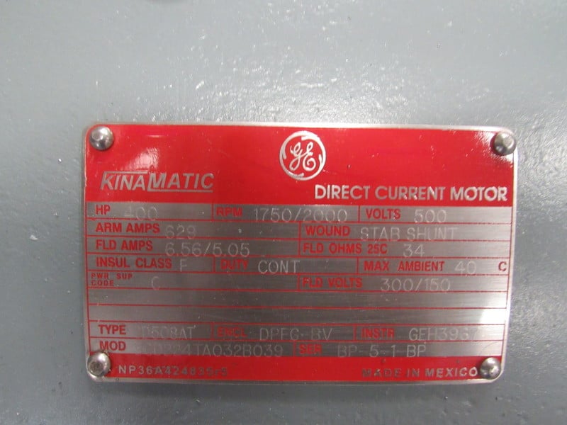 400 HP 1750/2000 RPM General Electric, Frame 508AT, DPFG-BV, BB, new, 500VA, 150/300VF (2 available) - Image 2