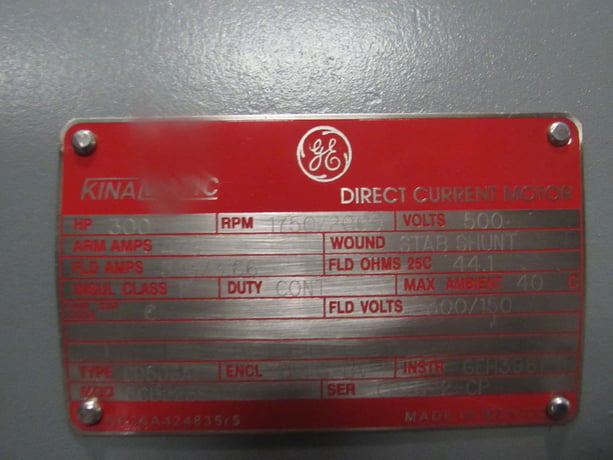 300 HP 1750/2000 RPM General Electric, Frame 506AT, DPFG-BV, BB, new, 500VA, 150/300VF (2 available) - Image 1