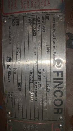 200 HP 1750/2500 RPM General Electric, Frame 3610AT, DPBV, stab shunt, 500 VA, 300 VF - Image 2