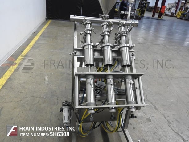 Orics #VFND1603, automatic, Stainless Steel, 3 head piston filler with 18" x 27" hopper with top cover, 5-30 - Image 2