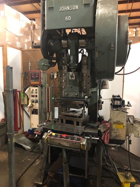 60 Ton, Johnson #60, 3" stroke, 10-75 SPM, Wintress, 12" servo feed line, 22" x32" bed - Image 1