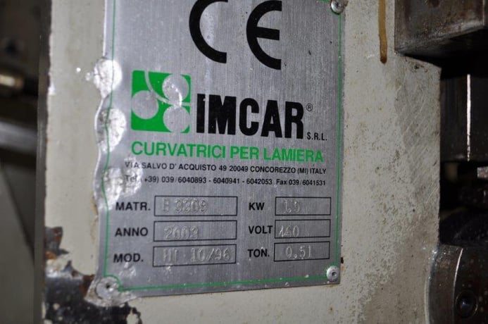 2.5' x 9/128" Imcar #HT-10/96, 3.77" diameter, 4-roll plate roller, air drop end, 2003 - Image 6