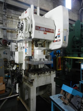 60 Ton, Bliss #CH60, hi-speed to 500 SPM, 2" stroke, air clutch & brake, 32" x21" bed, bolster plate - Image 1