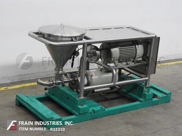 Fristam #20-53, 316 Stainless Steel, in-line, integrated mixing system, 15 HP, conical dry product hopper - Image 1