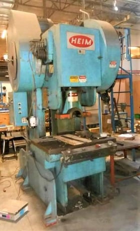 120 Ton, Heim #12-OBI-BG, back geared punch press, 3" stroke, 14" Shut Height, 45 SPM, 10 HP, air clutch & - Image 2