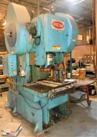 120 Ton, Heim #12-OBI-BG, back geared punch press, 3" stroke, 14" Shut Height, 45 SPM, 10 HP, air clutch & - Image 3
