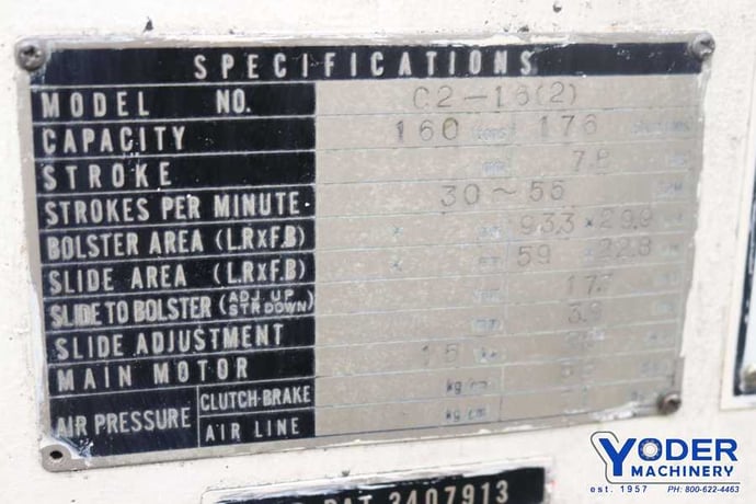 165 Ton, Aida gap frame press, #72773 - Image 10