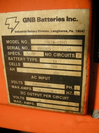 GNB Ferrocharger #GTC18-725T1, 26 V. Battery Charger - Image 2
