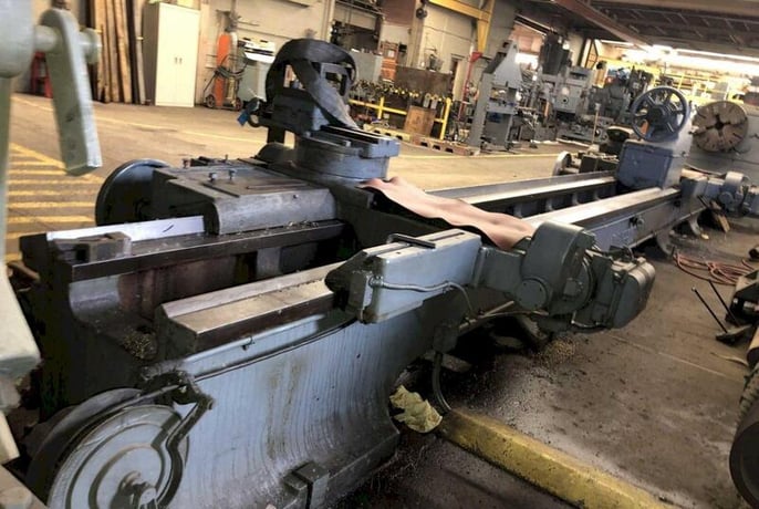56" x 342" Bertram, engine lathe, dual carriages, 250 RPM, 28" 4-Jaw chuck, 3" spindle hole - Image 2