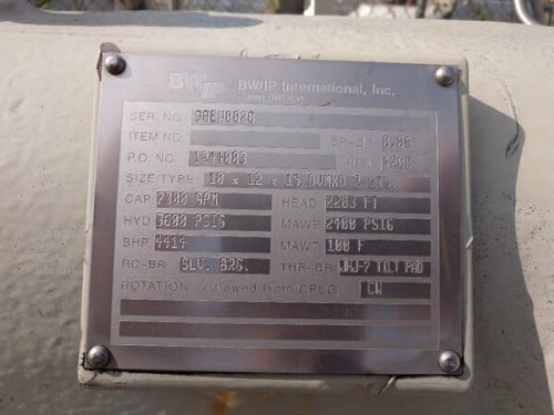 7300 GPM @ 2283' TDH, BWP, 10x12x15 DVMXD, 2 STG, 4200 RPM, #CUP-100 - Image 2