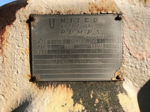 1900 GPM @ 2250' TDH, United, N-4x11 MSNH, 3 STG, 4250 RPM, #CUP-109 - Image 1