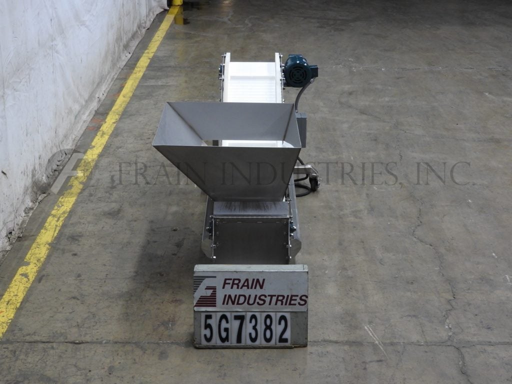 12-1/4" wide x 3.1' long, Inclined cleated conveyor, Stainless Steel, with 36" x 30" x 17" hopper, Flex Link - Image 3