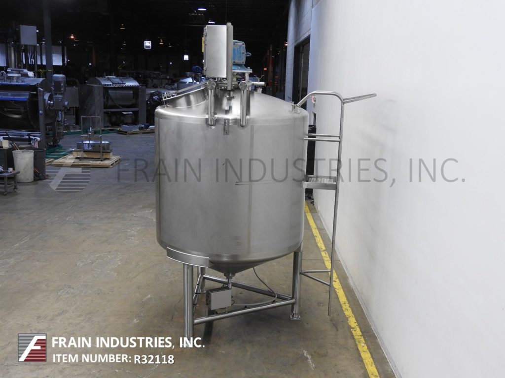 1000 gallon Cherry Burrell, 316 Stainless Steel single wall tank, 71" ID x 60" straight wall vessel, cone - Image 3